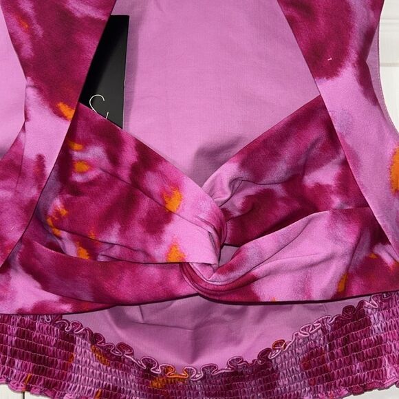 Sachin + Babi Abstract Print Pink Cropped Sleeveless Top(Size 10) - Picture 5 of 8
